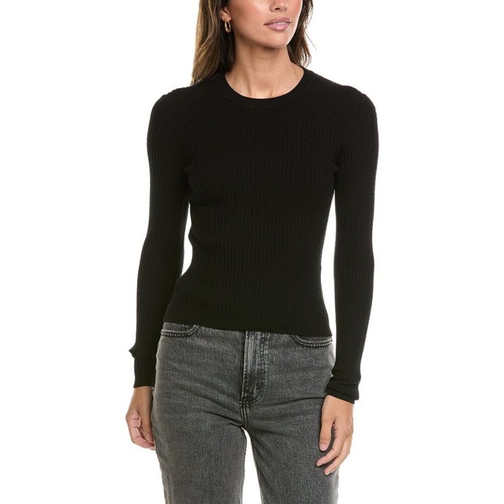 Frame Denim Womens  The Fine Cable Sweater, Black